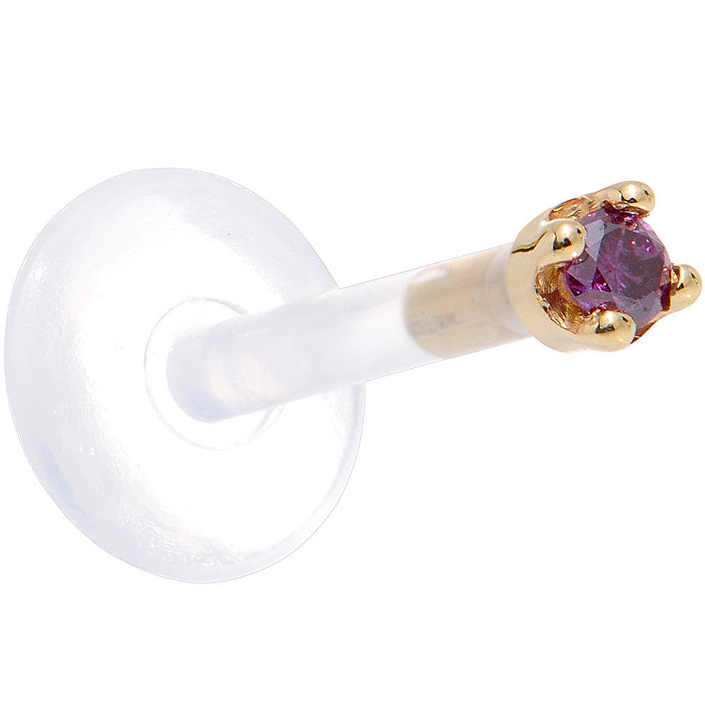 BodyCandy Solid 14K Yellow Gold 1.5mm Genuine Purple Diamond Bioplast Push in Monroe — side view