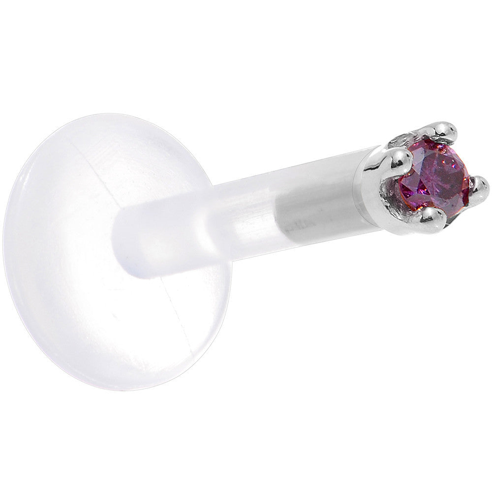 BodyCandy Solid 14K White Gold 1.5mm Genuine Purple Diamond Bioplast Push in Monroe — detail close-up
