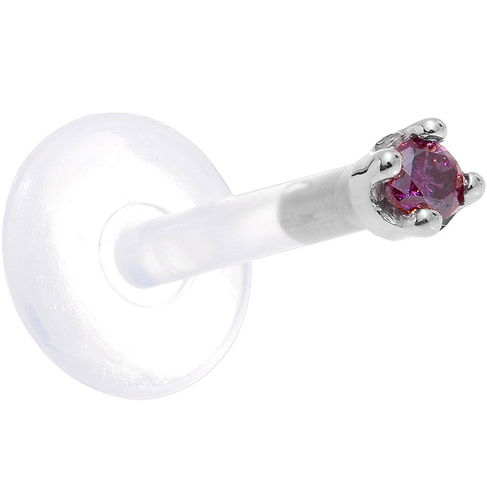 BodyCandy Solid 14K White Gold 1.5mm Genuine Purple Diamond Bioplast Push in Monroe — side view