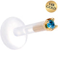 BodyCandy Solid 14K Yellow Gold 1.5mm Genuine Blue Diamond Bioplast Push in Monroe — in-use photo