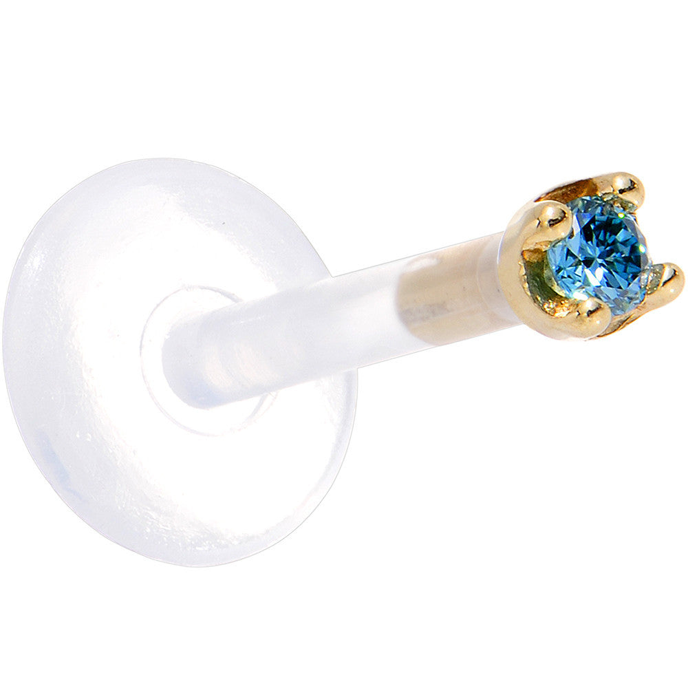 BodyCandy Solid 14K Yellow Gold 1.5mm Genuine Blue Diamond Bioplast Push in Monroe — side view