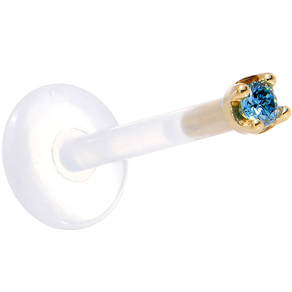BodyCandy Solid 14K Yellow Gold 1.5mm Genuine Blue Diamond Bioplast Push in Monroe — back view