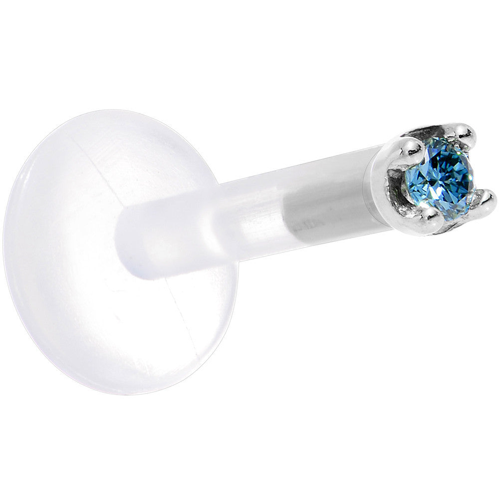 BodyCandy Solid 14K White Gold 1.5mm Genuine Blue Diamond Bioplast Push in Monroe — detail close-up