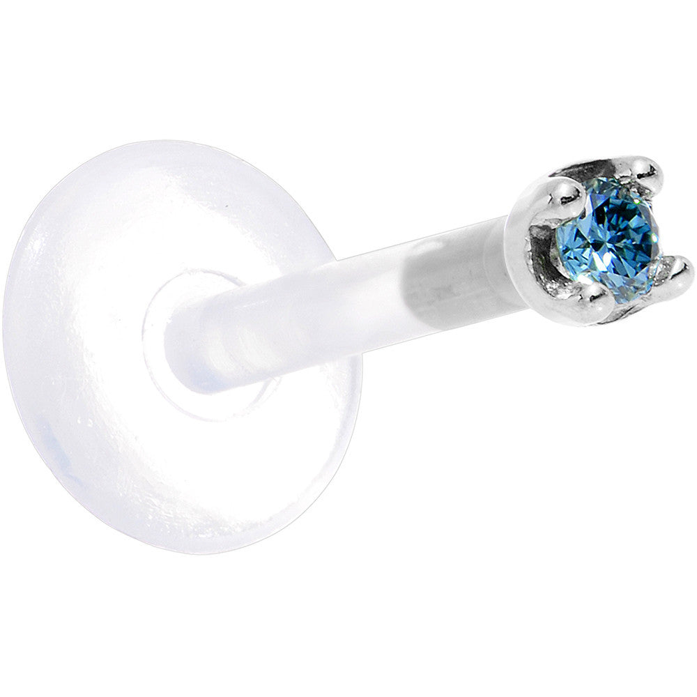 BodyCandy Solid 14K White Gold 1.5mm Genuine Blue Diamond Bioplast Push in Monroe — side view