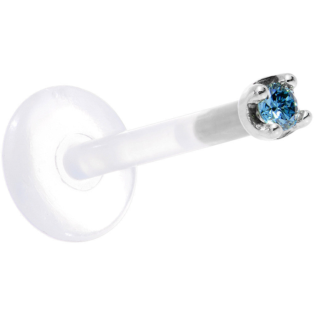 BodyCandy Solid 14K White Gold 1.5mm Genuine Blue Diamond Bioplast Push in Monroe — back view