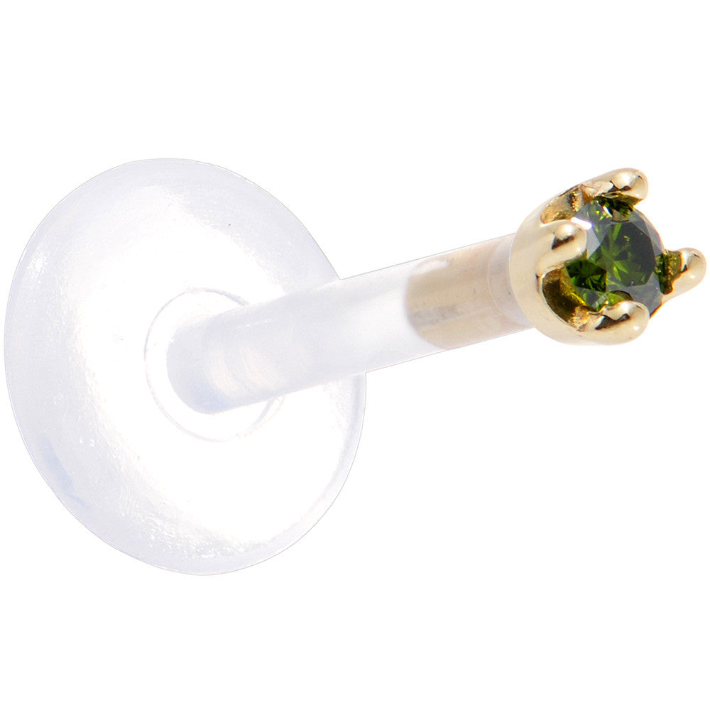 BodyCandy Solid 14K Yellow Gold 1.5mm Genuine Green Diamond Bioplast Push in Monroe — side view