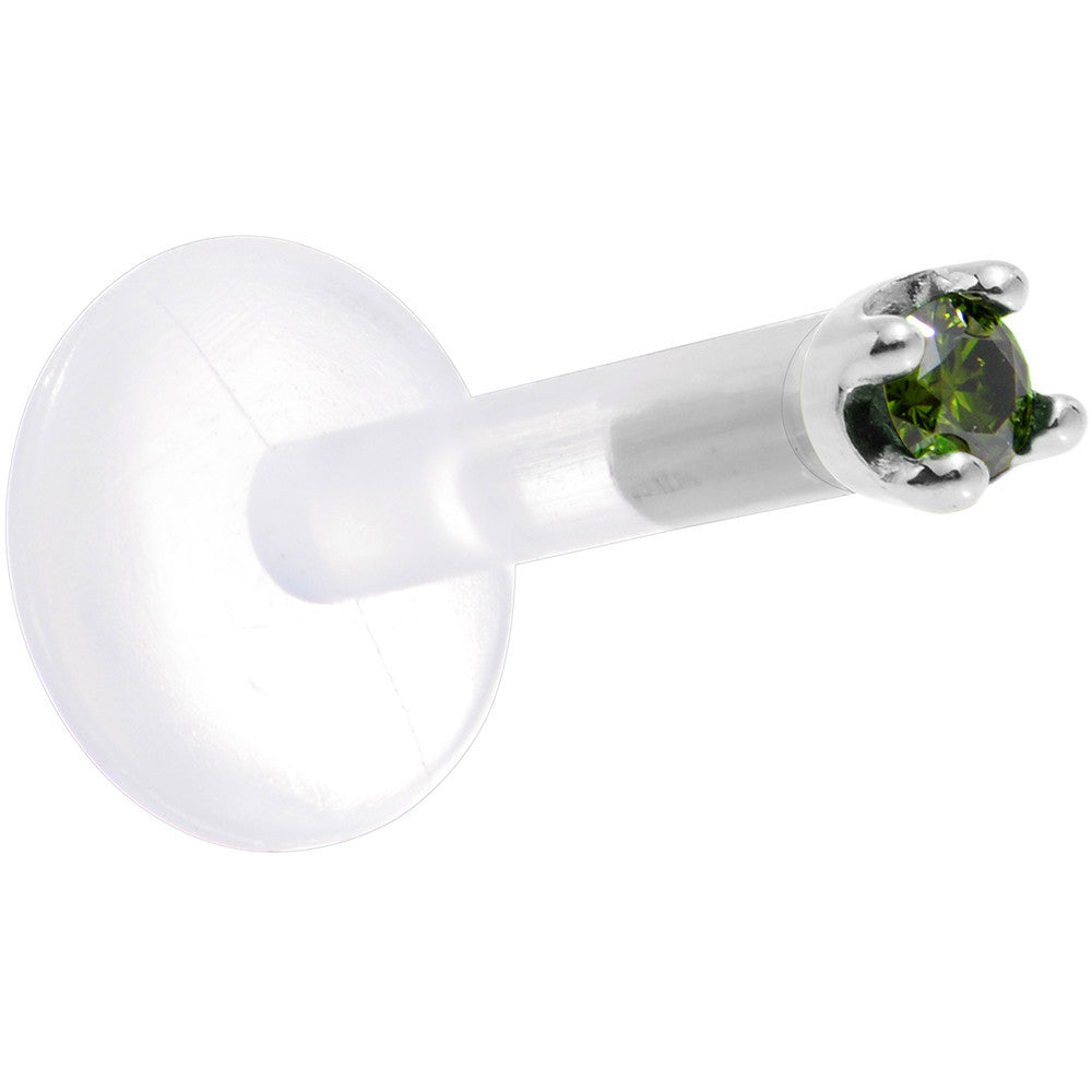 BodyCandy Solid 14K White Gold 1.5mm Genuine Green Diamond Bioplast Push in Monroe — detail close-up