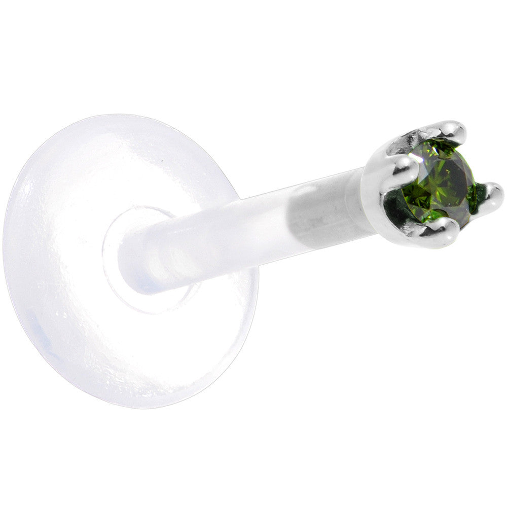 BodyCandy Solid 14K White Gold 1.5mm Genuine Green Diamond Bioplast Push in Monroe — side view