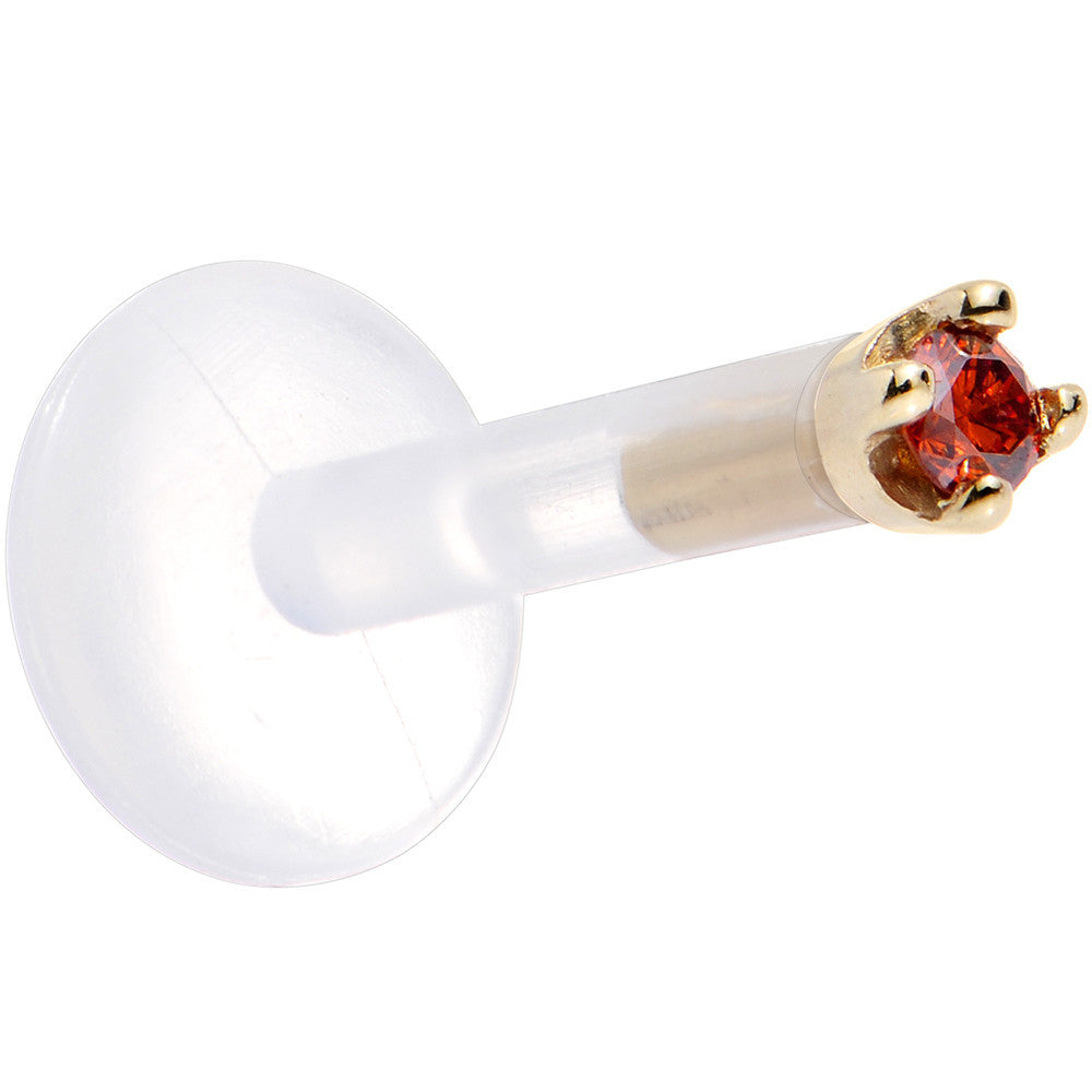 BodyCandy Solid 14K Yellow Gold 1.5mm Genuine Red Diamond Bioplast Push in Monroe — detail close-up
