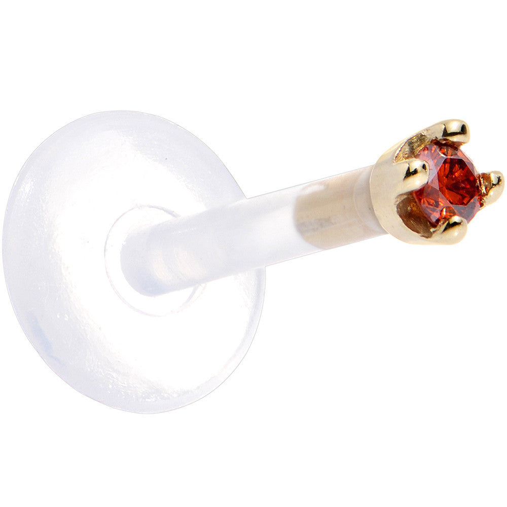 BodyCandy Solid 14K Yellow Gold 1.5mm Genuine Red Diamond Bioplast Push in Monroe — side view