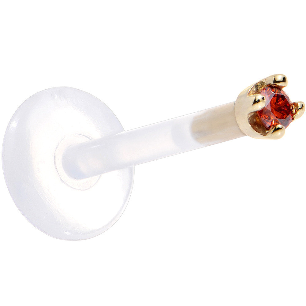 BodyCandy Solid 14K Yellow Gold 1.5mm Genuine Red Diamond Bioplast Push in Monroe — back view