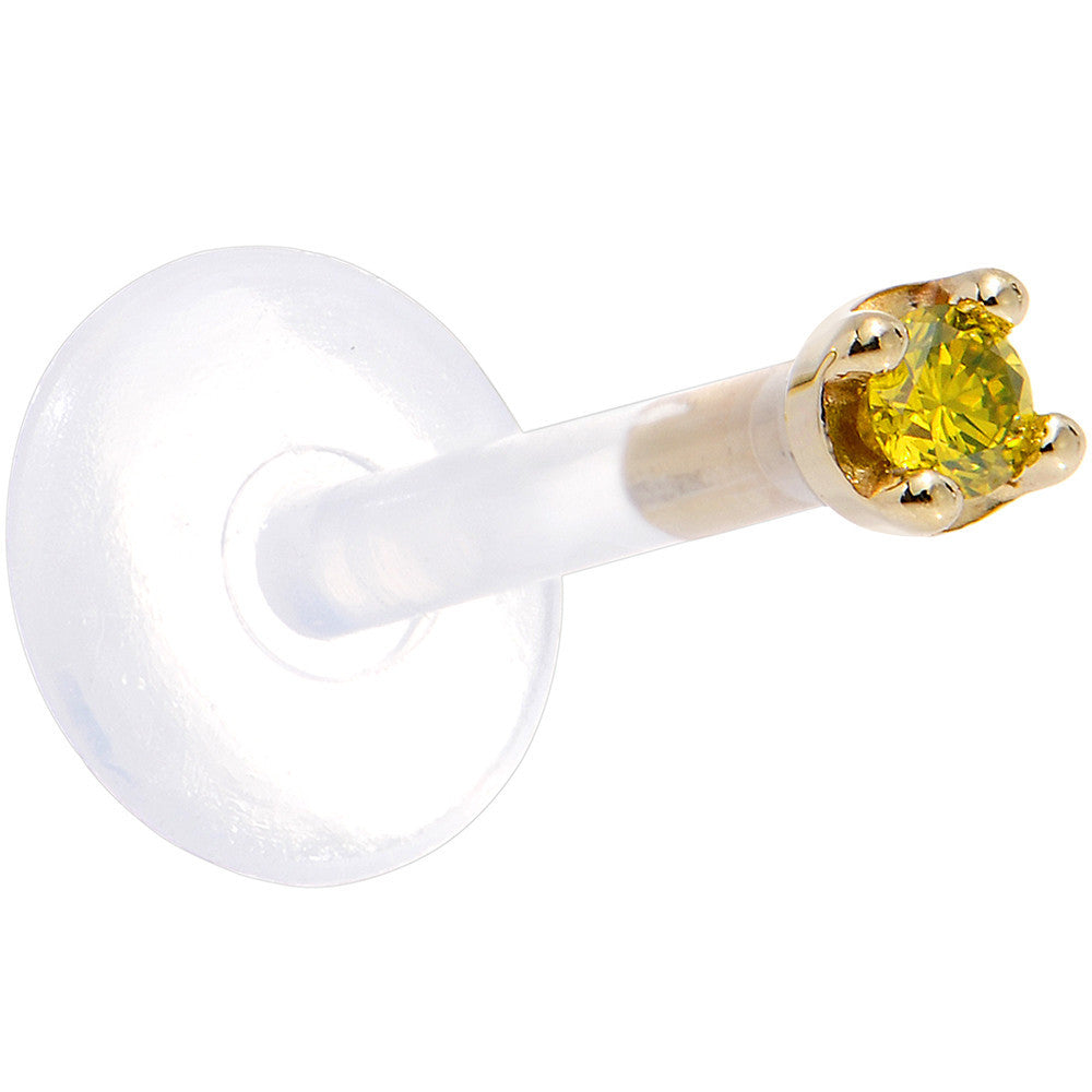 BodyCandy Solid 14K Yellow Gold 1.5mm Genuine Yellow Diamond Bioplast Push in Monroe — side view