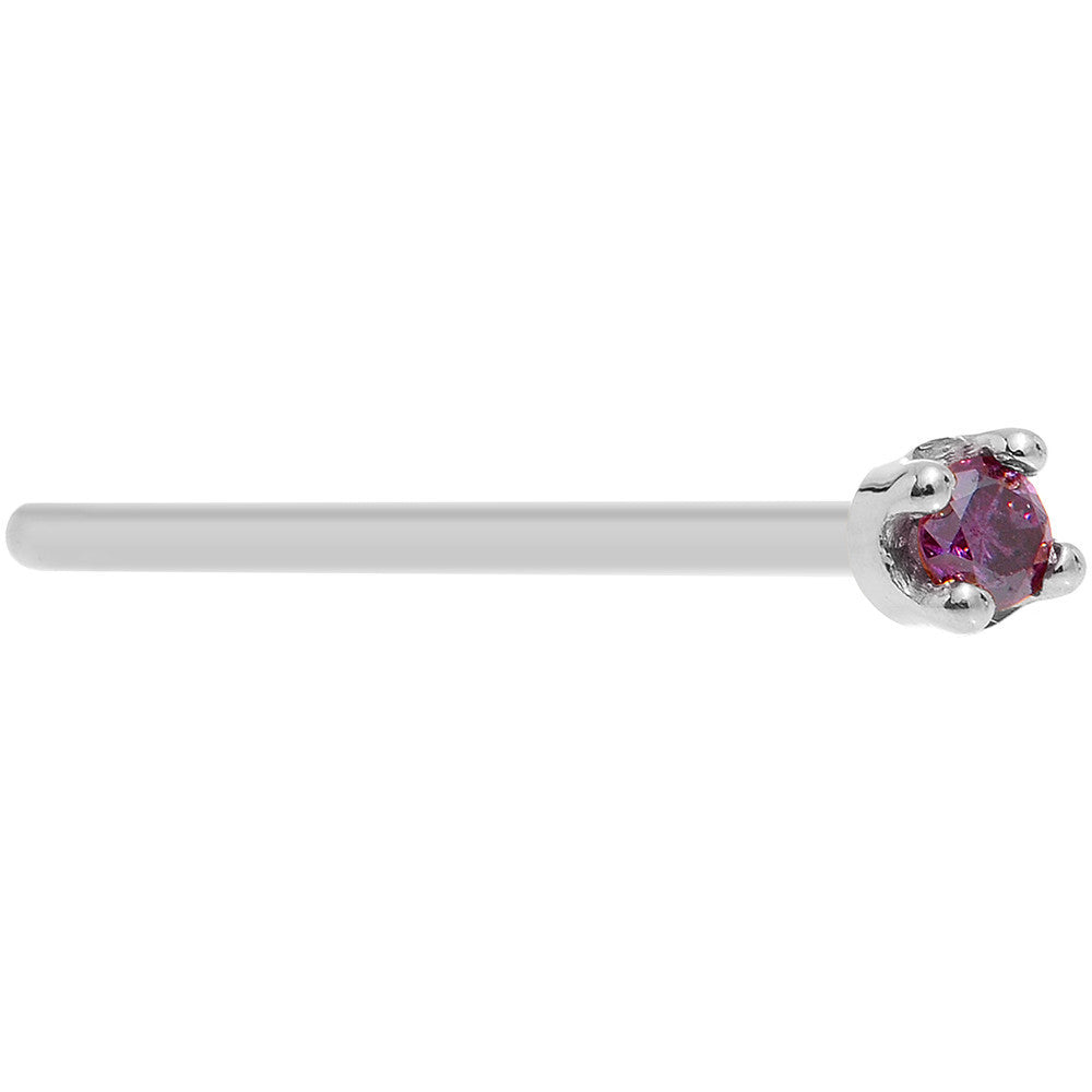 BodyCandy Solid 14K White Gold 1.5mm Genuine Purple Diamond Nose Ring — in-use photo