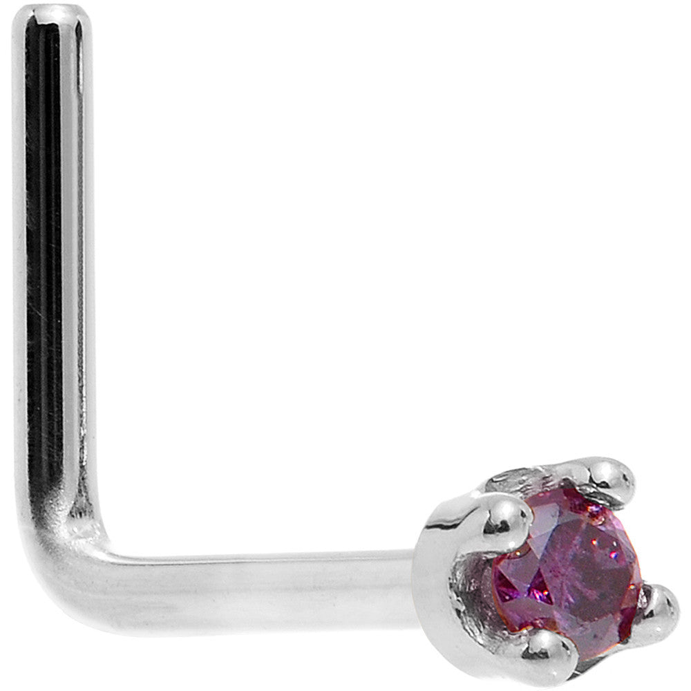 BodyCandy Solid 14K White Gold 1.5mm Genuine Purple Diamond Nose Ring — color detail