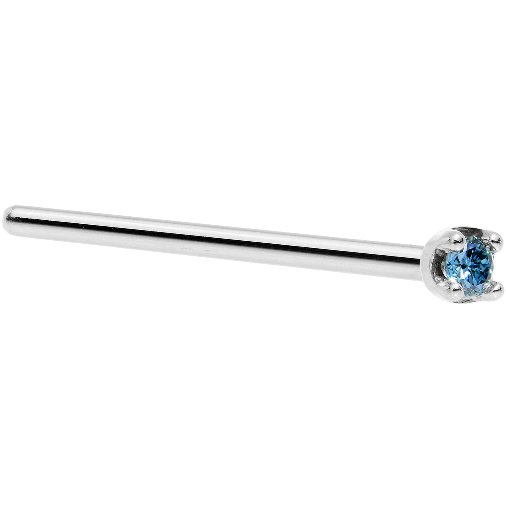 BodyCandy Solid 14K White Gold 1.5mm Genuine Blue Diamond Nose Ring — side view