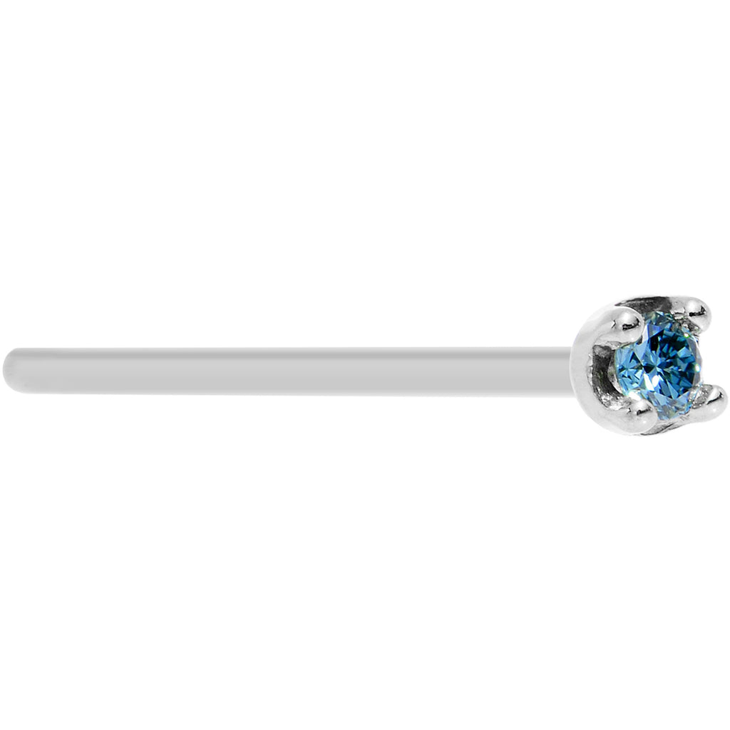 BodyCandy Solid 14K White Gold 1.5mm Genuine Blue Diamond Nose Ring — in-use photo