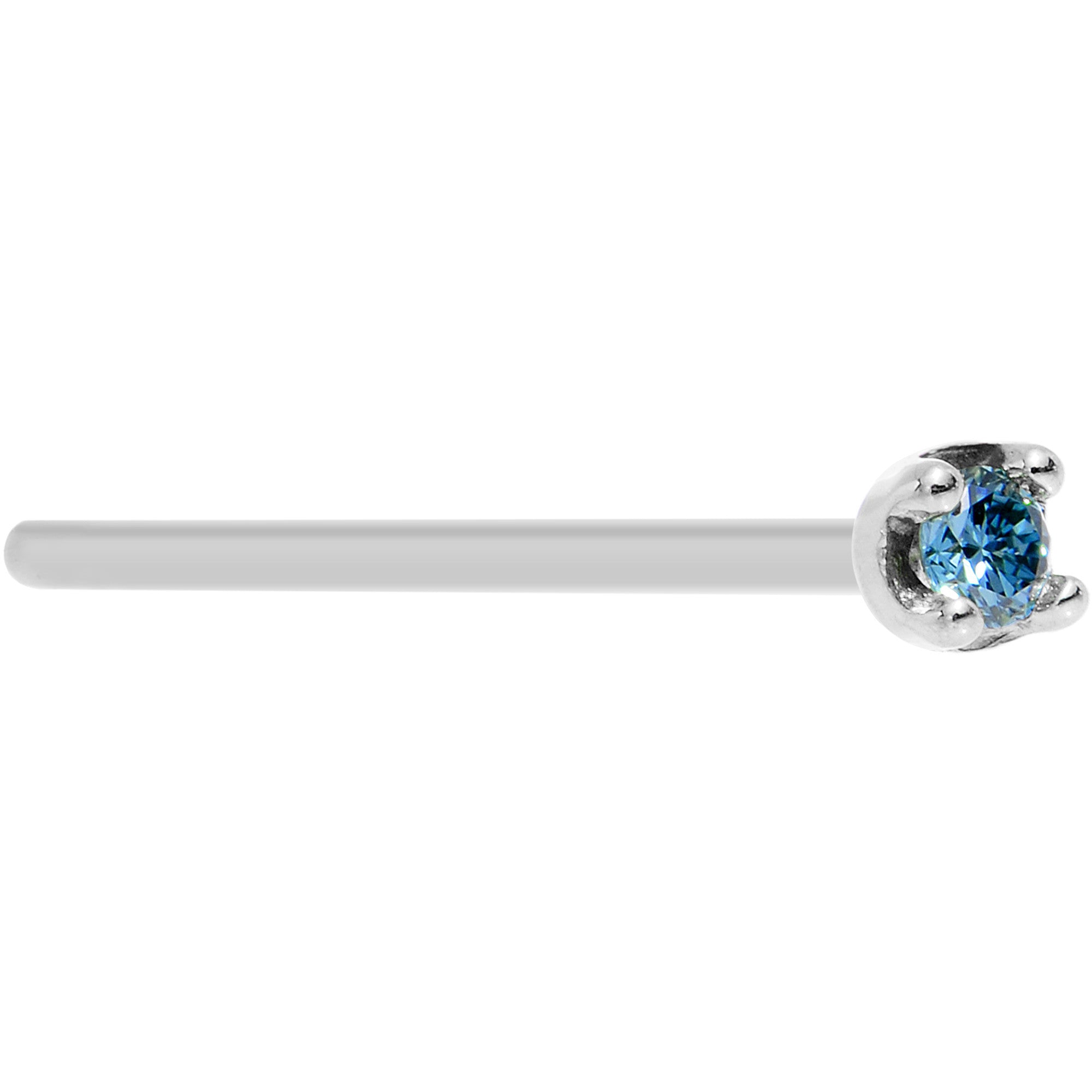 BodyCandy 14k White Gold 2mm Lab Grown Blue Diamond Nose Ring — in-use photo