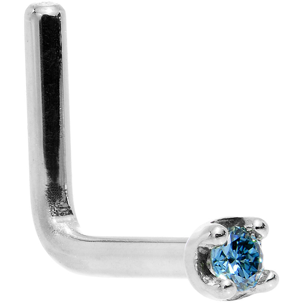 BodyCandy Solid 14K White Gold 1.5mm Genuine Blue Diamond Nose Ring — back view