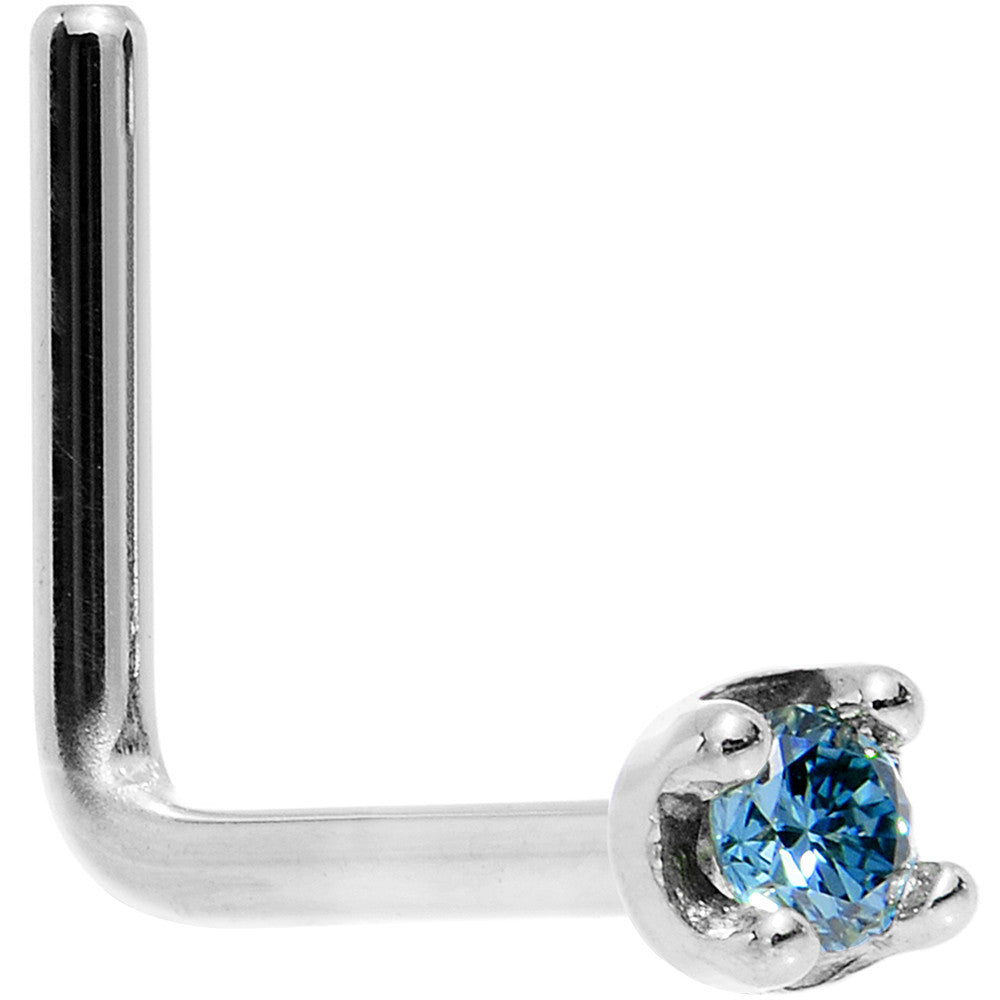 BodyCandy Solid 14K White Gold 1.5mm Genuine Blue Diamond Nose Ring — color detail