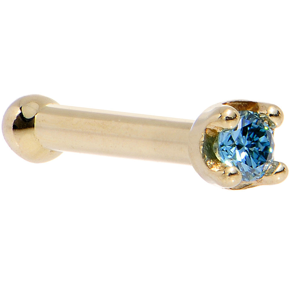 BodyCandy Solid 14K Yellow Gold 1.5mm Genuine Blue Diamond Nose Ring — alternative angle