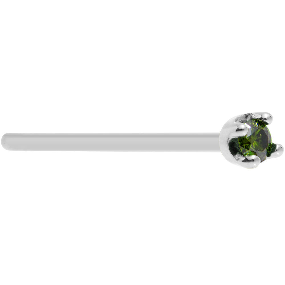 BodyCandy Solid 14K White Gold 1.5mm Genuine Green Diamond Nose Ring — in-use photo