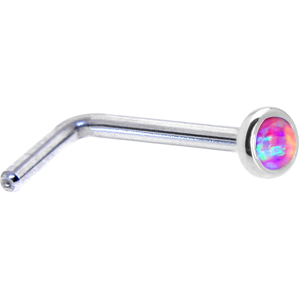 BodyCandy Solid 14K White Gold 2mm Fuchsia Synthetic Opal Nose Ring — lifestyle context