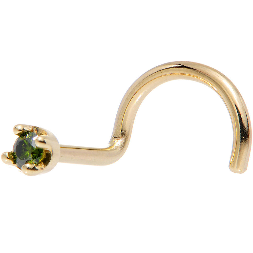 BodyCandy 14k Yellow Gold 2mm Lab Grown Green Diamond Nose Ring — size reference