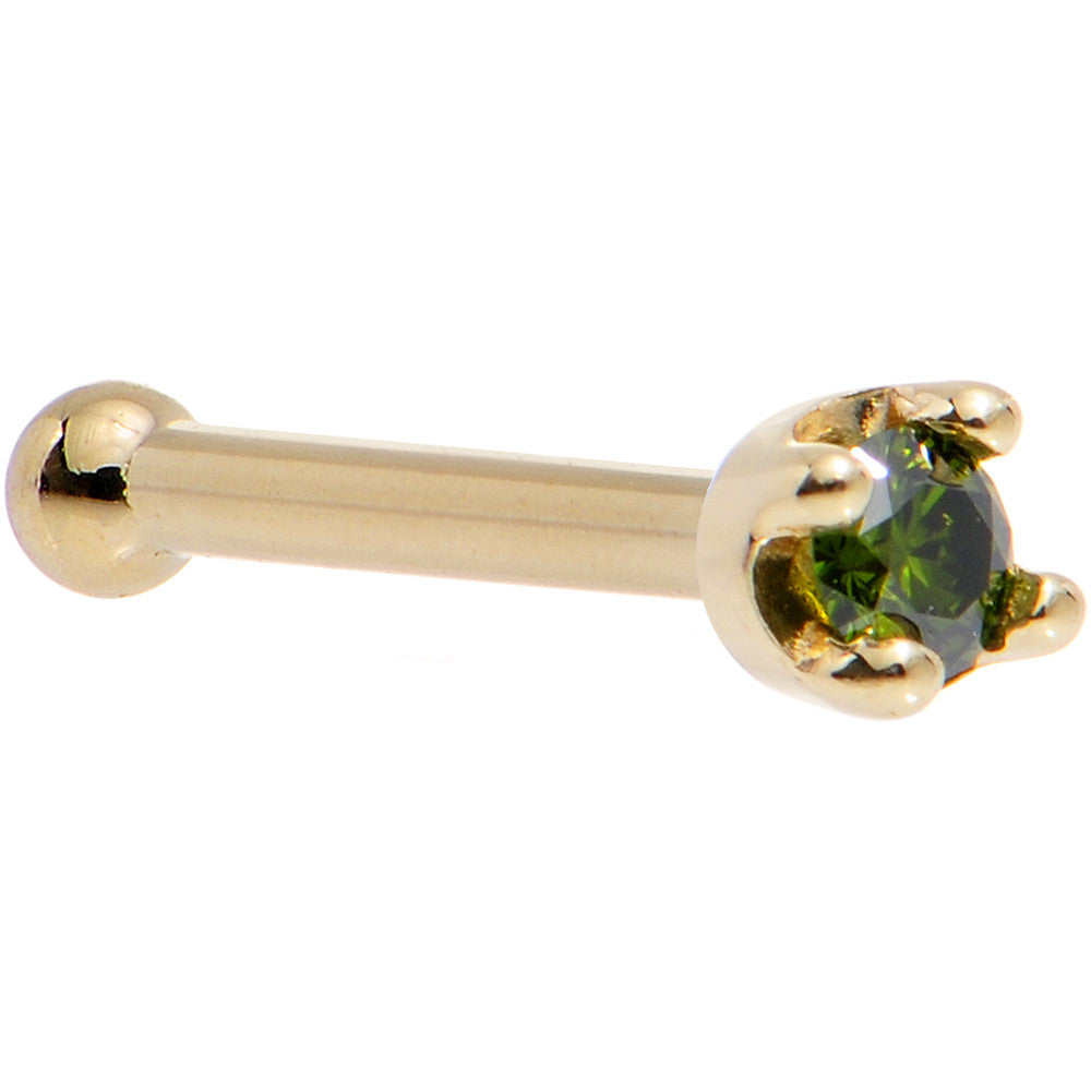 BodyCandy Solid 14K Yellow Gold 1.5mm Genuine Green Diamond Nose Ring — comparison shot