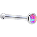 BodyCandy Solid 14K White Gold 2mm Fuchsia Synthetic Opal Nose Ring — side view