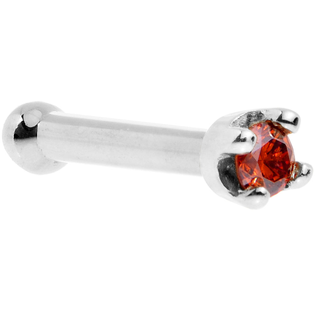 BodyCandy Solid 14K White Gold 1.5mm Genuine Red Diamond Nose Ring — product on model