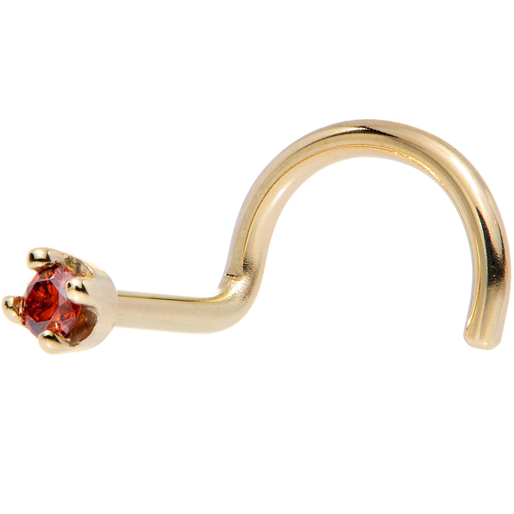 BodyCandy 14k Yellow Gold 2mm Lab Grown Red Diamond Nose Ring — color detail
