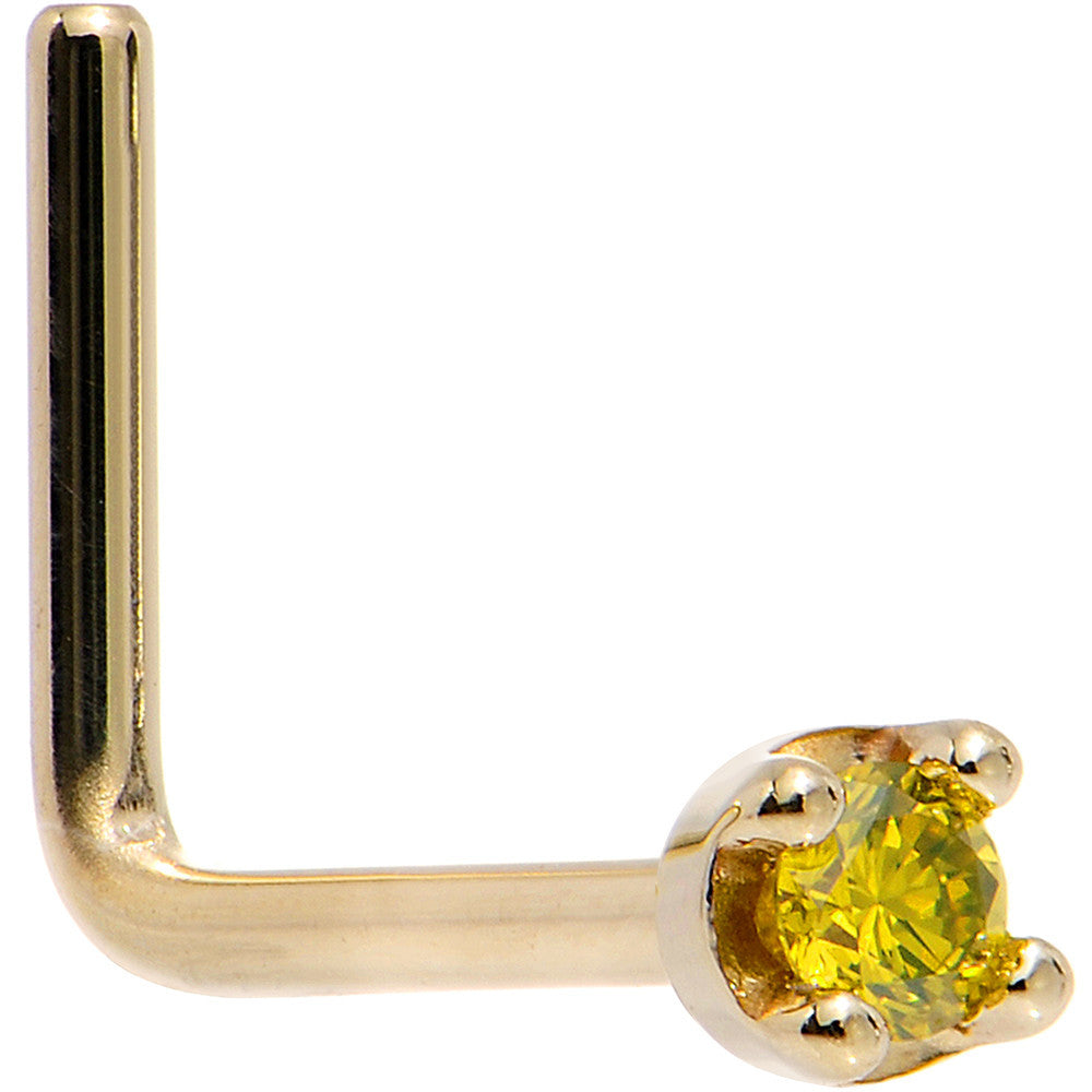 BodyCandy 14k Yellow Gold 2mm Lab Grown Yellow Diamond Nose Ring — color detail
