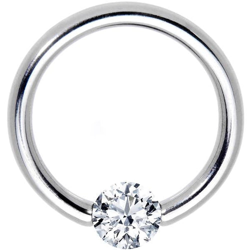 BodyCandy 16G 1/2 Solid 14k White Gold 3mm Clear Cubic Zirconia Tension Captive Ring — detail close-up