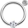 BodyCandy 14G 1/2 Solid 14k White Gold 4mm Clear Cubic Zirconia Tension Captive Ring — main product shot
