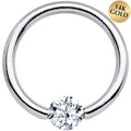 BodyCandy 14G 3/8 Solid 14k White Gold 4mm Clear Cubic Zirconia Tension Captive Ring — main product shot