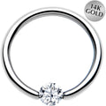 BodyCandy 16G 3/8 Solid 14k White Gold 3mm Clear Cubic Zirconia Tension Captive Ring — main product shot