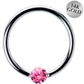 BodyCandy 16G 1/2 Solid 14k White Gold 3mm Pink Cubic Zirconia Tension Captive Ring — main product shot
