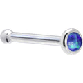 BodyCandy Solid 14K White Gold 2mm Dark Blue Synthetic Opal Nose Ring — side view