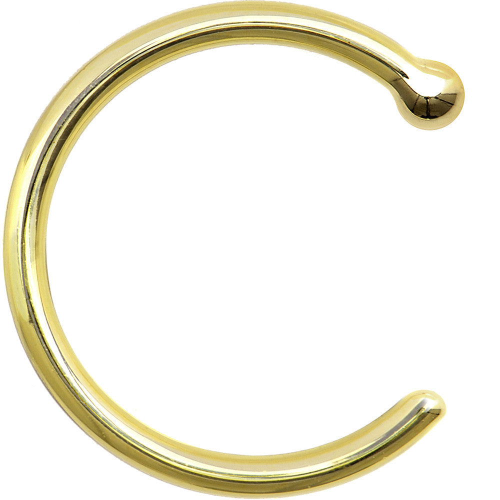 BodyCandy 18G 3/8 Solid 14K Yellow Gold Nose Hoop — side view