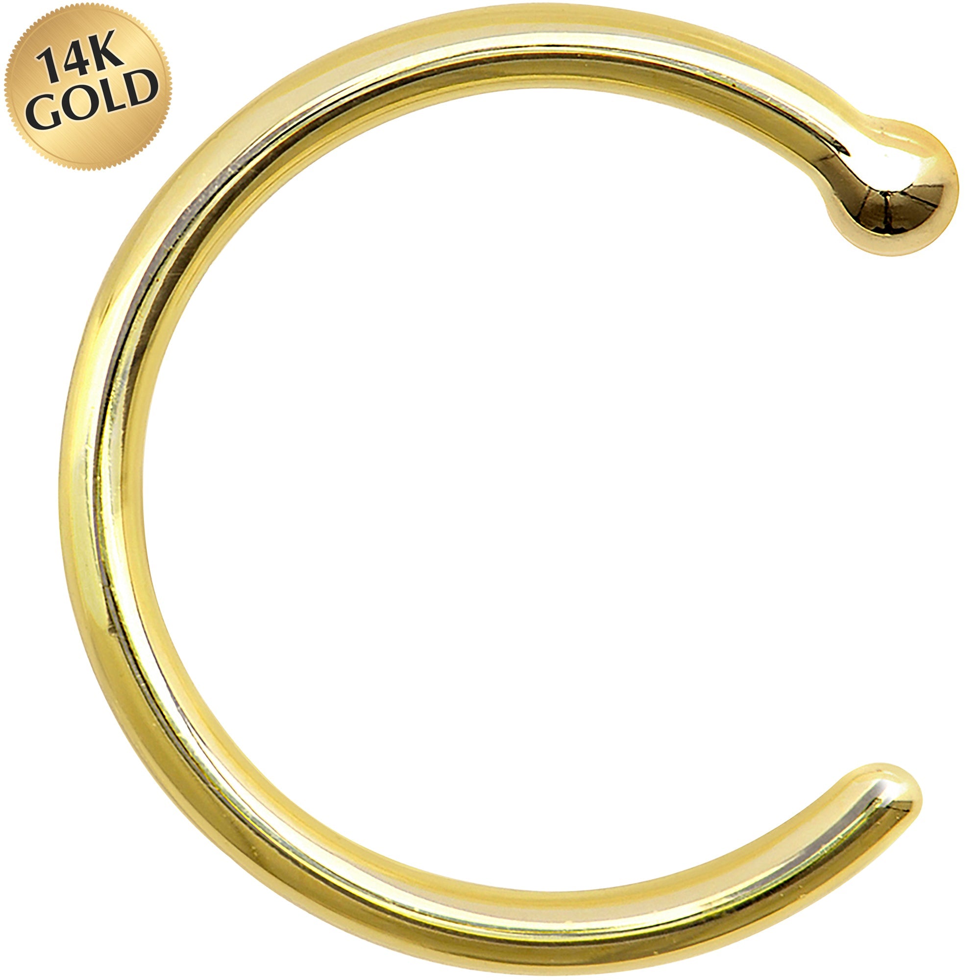 BodyCandy 18G 3/8 Solid 14K Yellow Gold Nose Hoop — main product shot