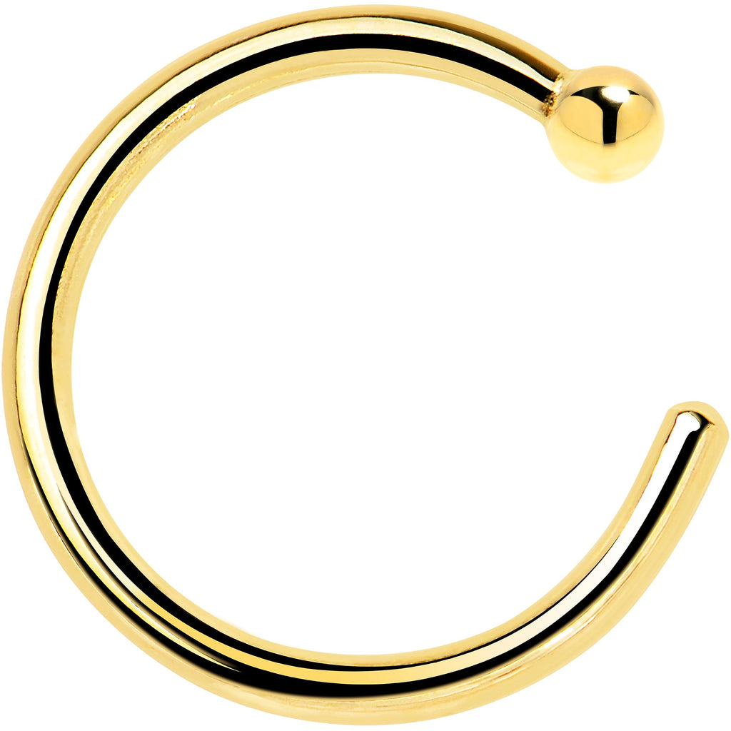 BodyCandy 18G 5/16 Solid 14K Yellow Gold Nose Hoop — side view