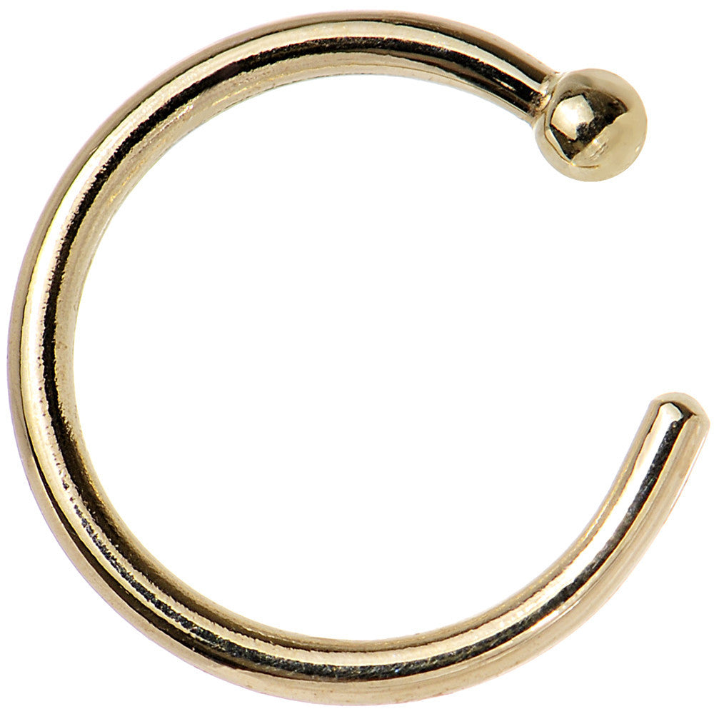 BodyCandy 18G 5/16 Solid 14K Yellow Gold Nose Hoop — back view