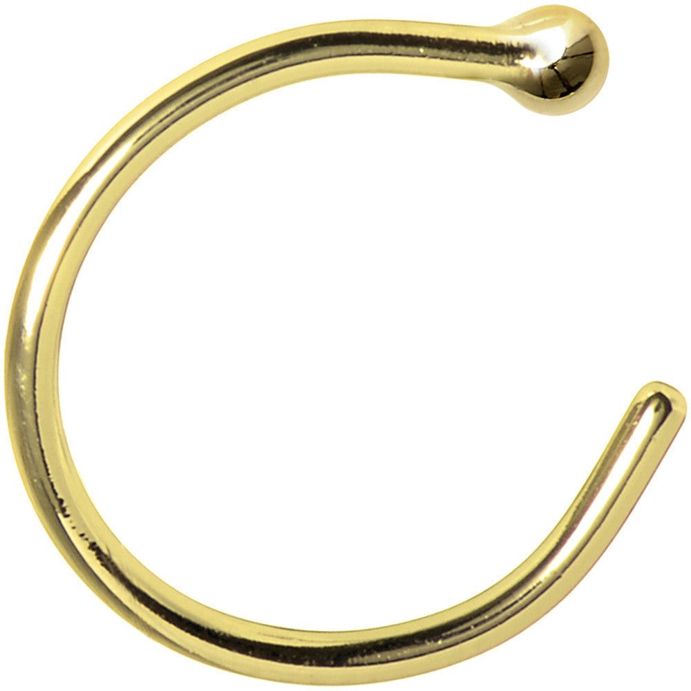 BodyCandy 20G 3/8 Solid 14K Yellow Gold Nose Hoop — side view