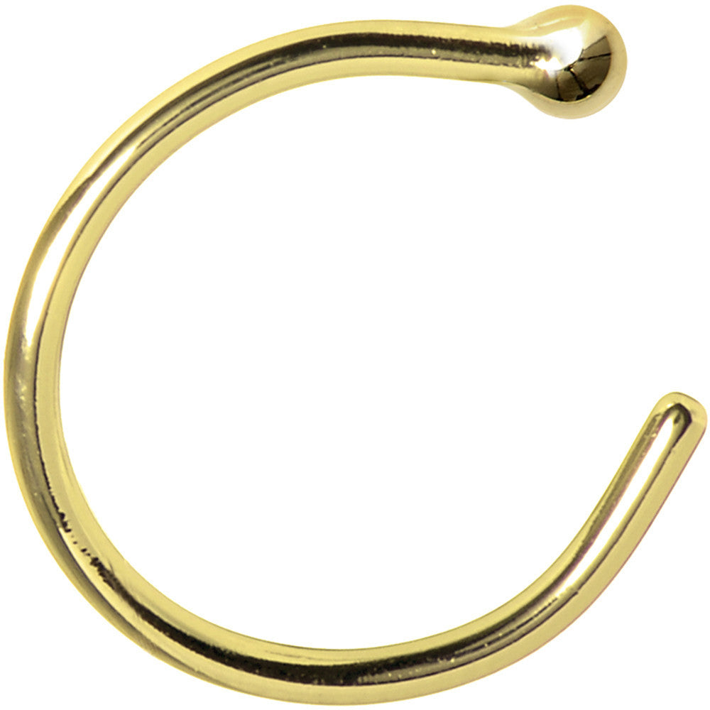BodyCandy 20G 5/16 Solid 14K Yellow Gold Nose Hoop — back view