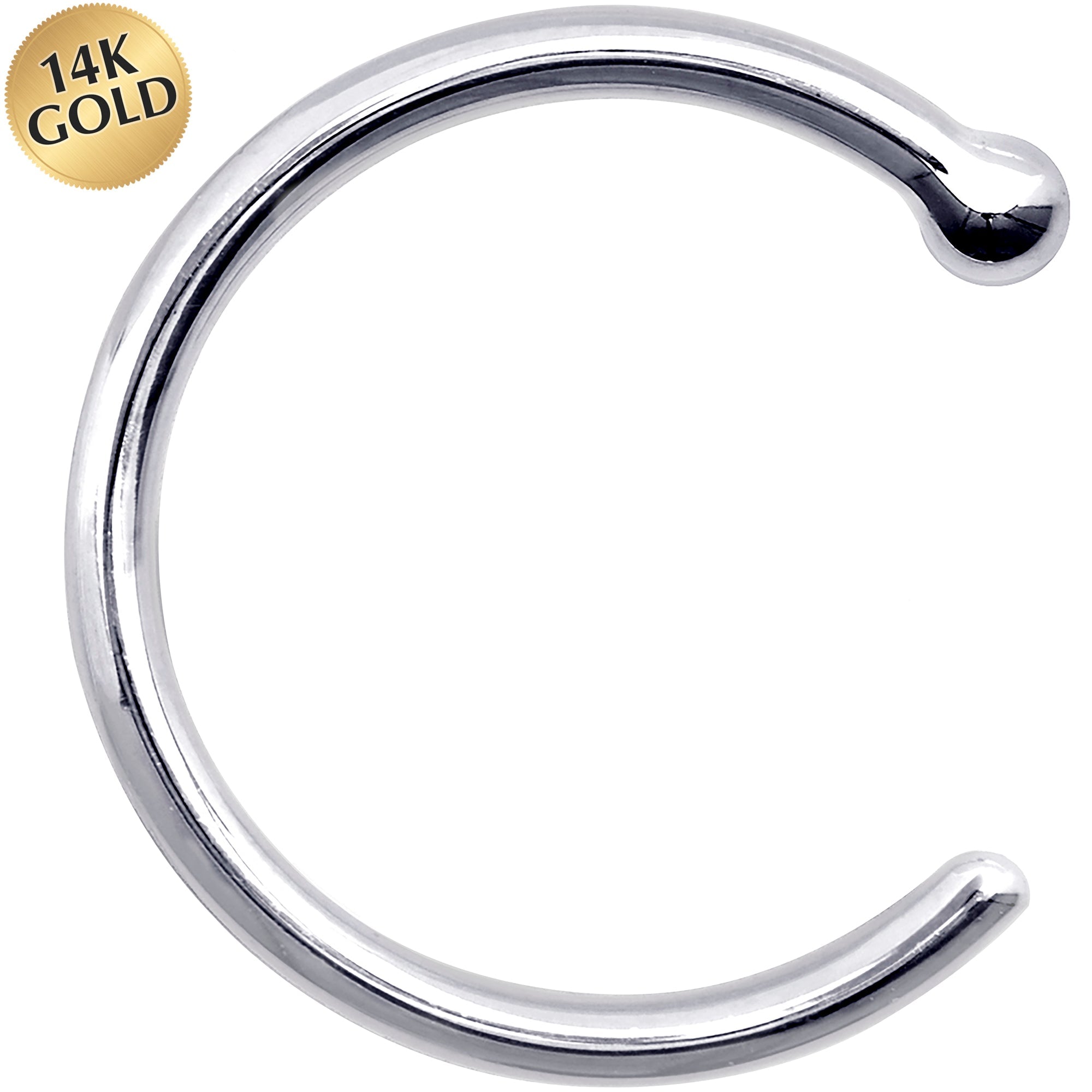 BodyCandy 18G 3/8 Solid 14K White Gold Nose Hoop — main product shot