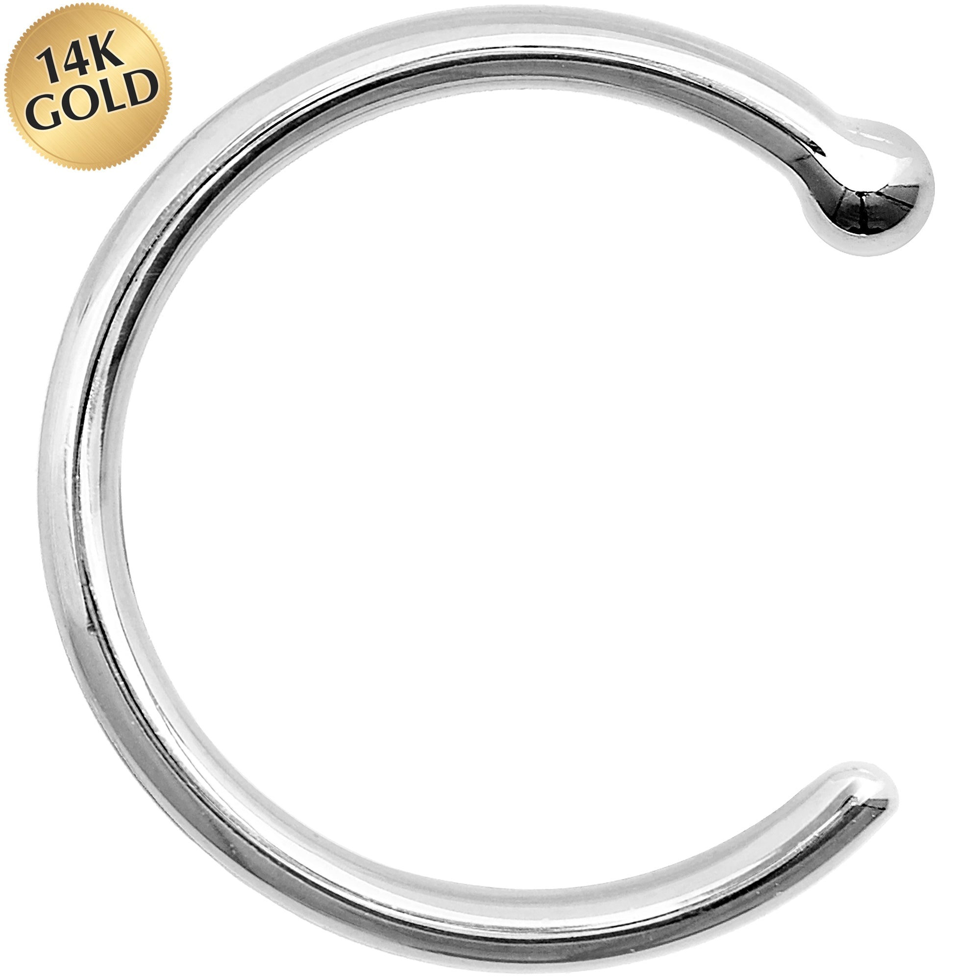 BodyCandy 18G 5/16 Solid 14K White Gold Nose Hoop — main product shot