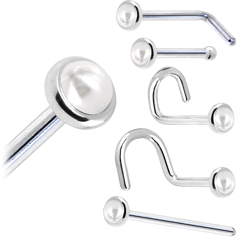 BodyCandy Solid 14K White Gold 2mm Cultured Pearl Nose Ring — size reference