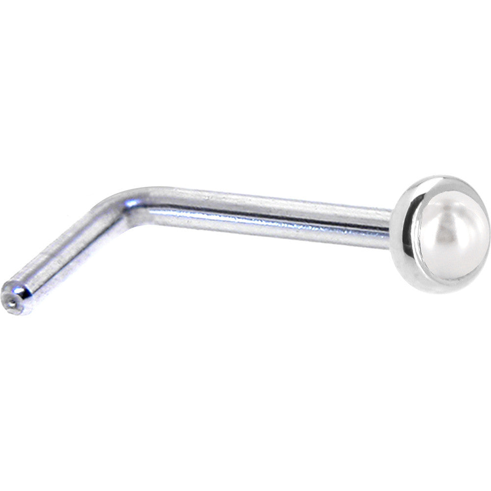 BodyCandy Solid 14K White Gold 2mm Cultured Pearl Nose Ring — lifestyle context