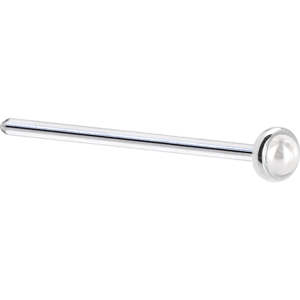 BodyCandy Solid 14K White Gold 2mm Cultured Pearl Nose Ring — alternative angle