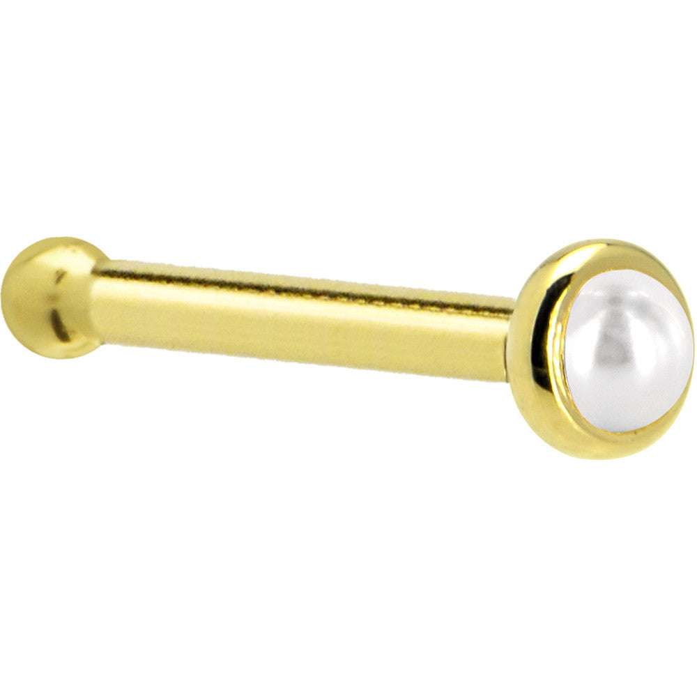 BodyCandy Solid 14K Yellow Gold 2mm Cultured Pearl Nose Ring — lifestyle context